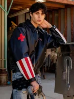 RTA x Landon Barker Aven Black Bomber Leather Jacket