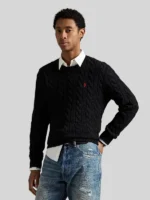 Ralph Lauren Men Cable-Knit Cotton Sweater Black