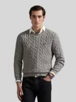Ralph Lauren Men Cable-Knit Cotton Sweater Grey