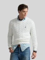 Ralph Lauren Men Cable-Knit Cotton Sweater White