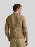Ralph Lauren Men's Cable-Knit Cotton Sweater Camel Melange