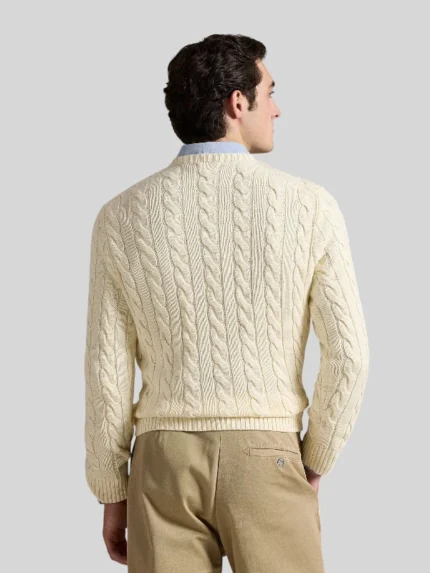 Ralph Lauren Men's Cable-Knit Cotton Sweater Cream