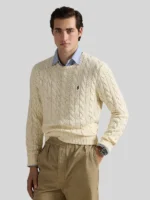 Ralph Lauren Men's Cable-Knit Cotton Sweater White