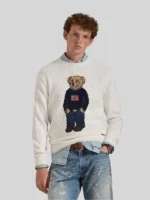 Ralph Lauren Polo Bear Cotton-Linen Sweater Men White