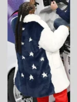 Snoop Dogg models a fun fur coat White