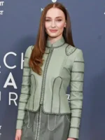 Sophie Turner Green Leather Jacket