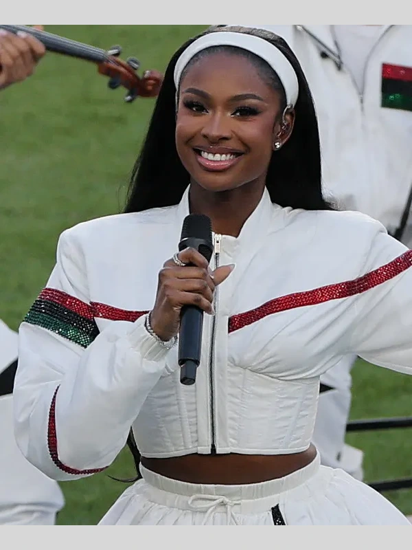 Super Bowl LX Coco Jones White Jacket Super Bowl LX Coco Jones White Jacket