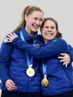 Sweden Curling Team Jacket in Blue Puffer