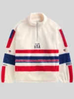 Team USA Cream Quarter-Zip Sherpa Pullover Jacket