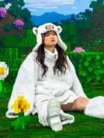 Very Cool x Minecraft White Sherpa Fleece Jacket