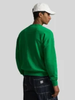 Vintage Fit Flag Fleece Crewneck Green Sweatshirt Mens Polo Ralph-Lauren