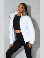 White Quilted Mara Faux Fur Puffer Jacket