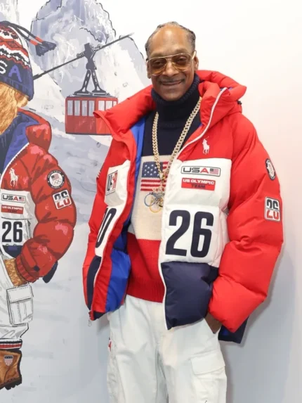 Winter Olympics 2026 Snoop Dogg Team USA Red Puffer Jacket
