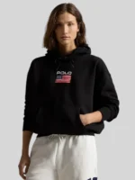 Women Polo Ralph Lauren Flag Fleece Hoodie Black
