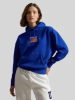 Women Polo Ralph Lauren Flag Fleece Hoodie Blue