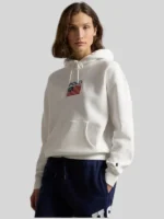 Women Polo Ralph Lauren Flag Fleece Hoodie White