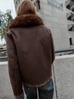 Zara Faux Fur Reversible Jacket Brown