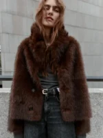 Zara Reversible Double-Faced Faux Fur Jacket