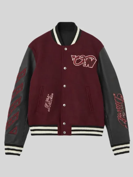 AC MILAN X Off-White Bordeaux Varsity Jacket
