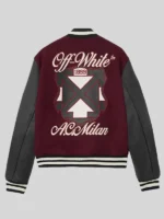Ac milan x off white bordeaux varsity jacket mens