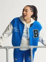Adidas Boston Marathon 26 Varsity Jacket Blue and White