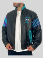 Charlotte Hornets Vintage Leather Zipper Jacket