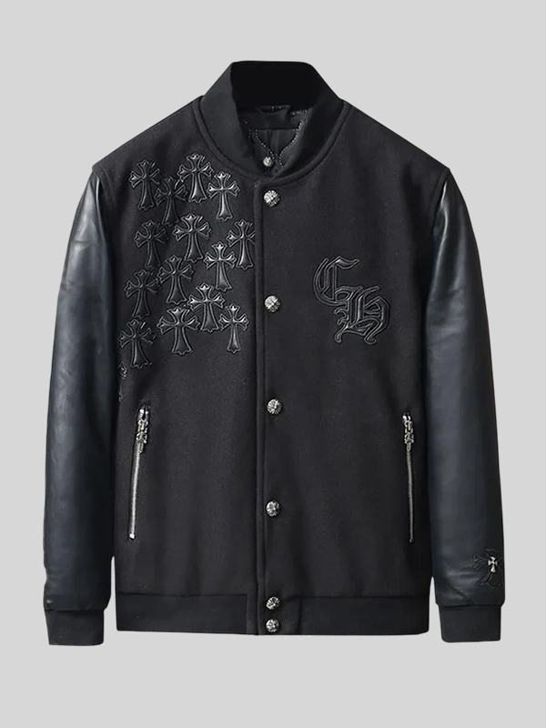 Chrome Cross Black Letterman Jacket Chrome Cross Black Letterman Jacket
