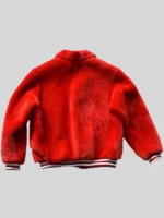 Fur Shearling Red Varsity Jacket