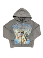 Mixed Emotions Angel Rhinestone Hoodie Grey