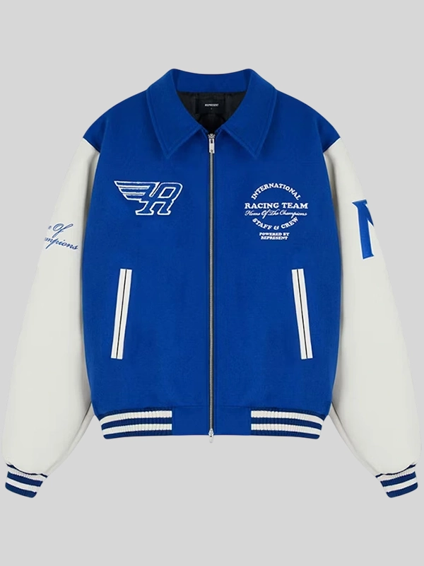 Represent 2026 Racing Varsity Jacket Blue Represent 2026 Racing Varsity Jacket Blue