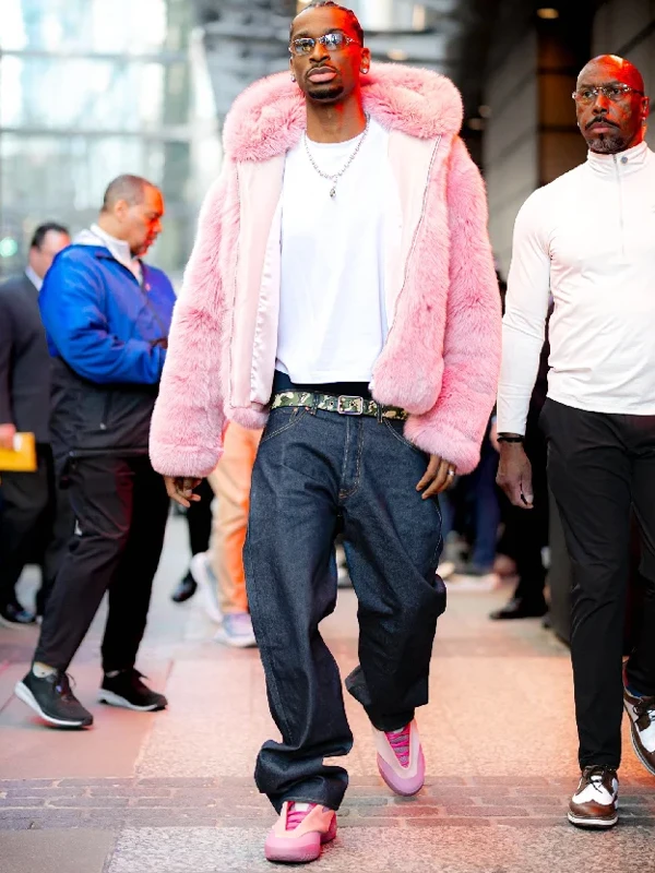 Shai Gilgeous-Alexander Pink Fur Jacket Shai Gilgeous-Alexander Pink Fur Jacket