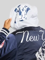 Yankees BBC 2026 Navy Bomber Satin Jacket