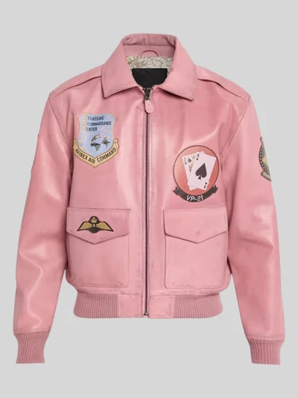 Avirex Leather Flight Aviator Jacket Pink