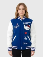 Hello Kitty x MLB Los Angeles Dodgers Blue White Varsity Jacket