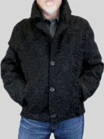 Men’s Astrakhan Black Bomber Jacket