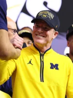 Michigan Wolverines QuarterZip Yellow Pullover Jacket