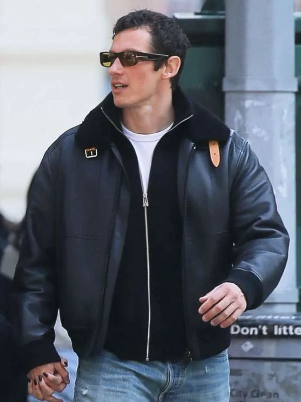NYC Callum Turner Shearling Leather Jacket NYC Callum Turner Shearling Leather Jacket