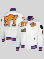 New York Knicks Pro Standard White NBA 2x Finals Champions Mash Up Capsule Satin Full-Snap Jacket