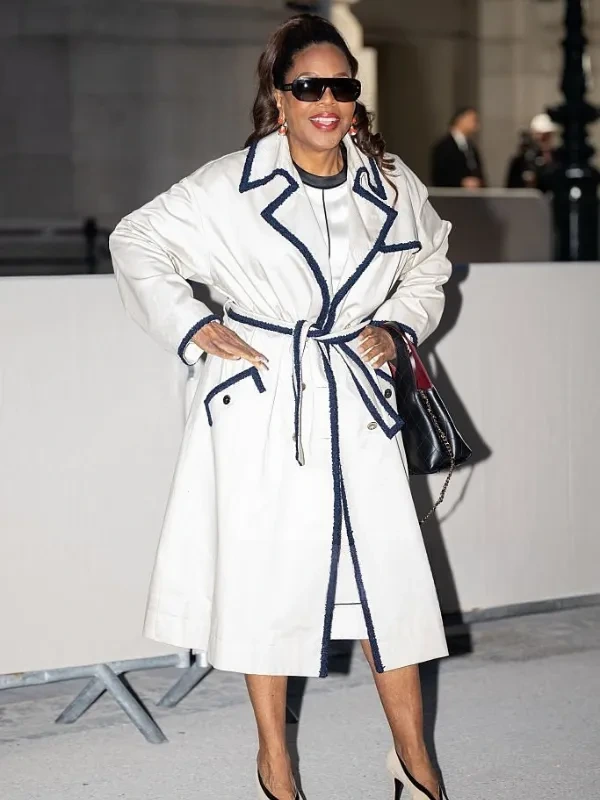 Oprah Winfrey Paris Fashion Week 2026 Contrast Trim Coat Oprah Winfrey Paris Fashion Week 2026 Contrast Trim Coat
