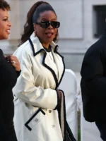Oprah Winfrey Paris Fashion Week 2026 Contrast Trim Long Coat