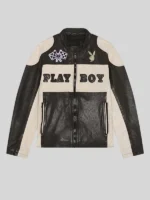 Playboy Anderson Leather Jacket Black and Cream