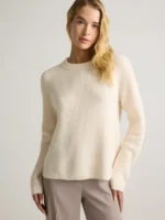 Quince Mongolian Cashmere Crewneck Sweater White