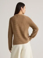 Quince Mongolian Cashmere Fisherman Crewneck Sweater Brown