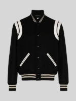 Saint Laurent Teddy Varsity Jacket Black