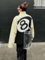 Stussy 8 Ball off white Sherpa Jacket