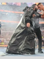 WWE 2026 WrestleMania 42 Seth Rollins Black Leather Coat