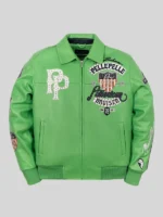 American Bruiser Plush Jacket Pelle Pelle Green Leather