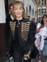 Australian Actress Margot Robbie 2026 Met Gala McQueen Napoleon Military Jacket Black Gold