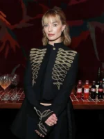 Australian Actress Margot Robbie McQueen Napoleon Military Jacket Black Gold