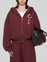 BRUCE LEE x LỰU ĐẠN Burgundy Zipper Hoodie